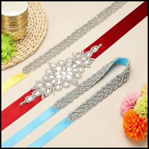 Sparkly Crystal Rhinestone Bridal Belt Sash for Wedding Dress main image 6